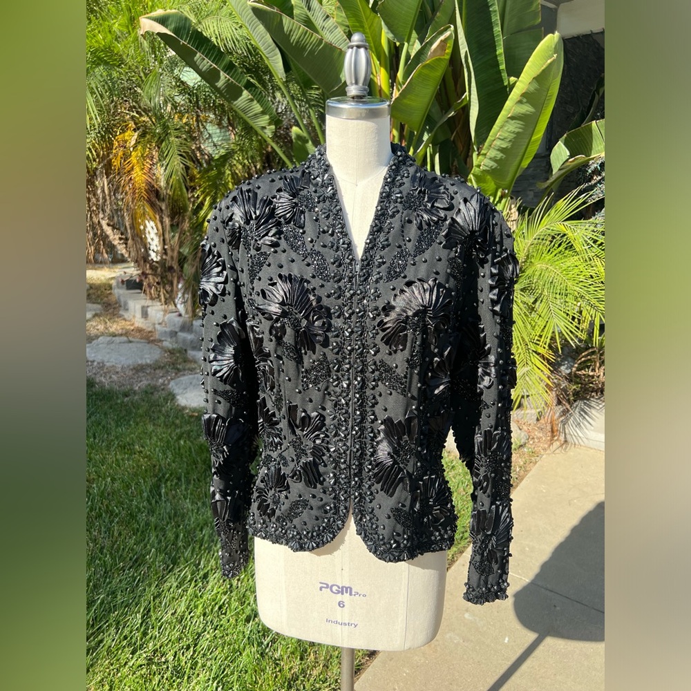 Black Tie Oleg Cassini Beaded Jacket